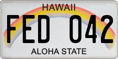 HI license plate FED042
