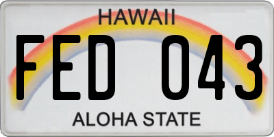 HI license plate FED043
