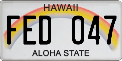 HI license plate FED047