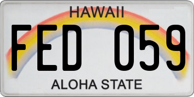 HI license plate FED059