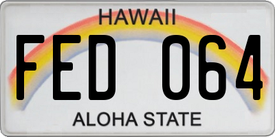 HI license plate FED064