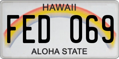 HI license plate FED069