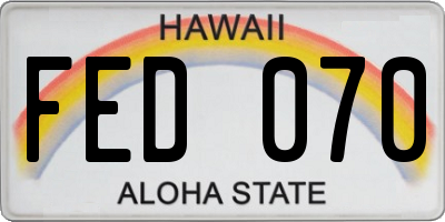 HI license plate FED070