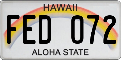 HI license plate FED072