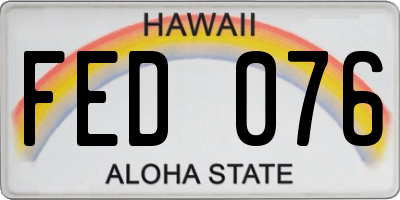 HI license plate FED076
