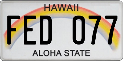 HI license plate FED077