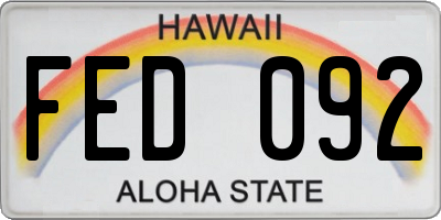 HI license plate FED092