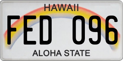 HI license plate FED096