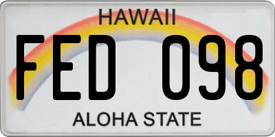 HI license plate FED098