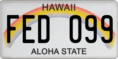 HI license plate FED099