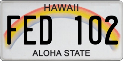 HI license plate FED102