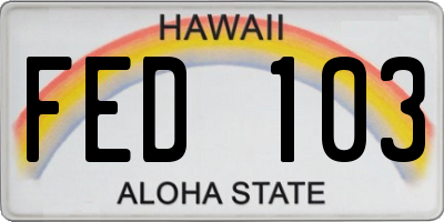 HI license plate FED103