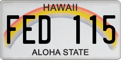 HI license plate FED115