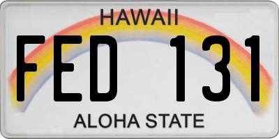 HI license plate FED131