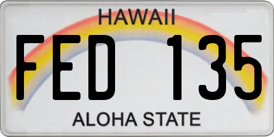 HI license plate FED135