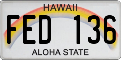 HI license plate FED136