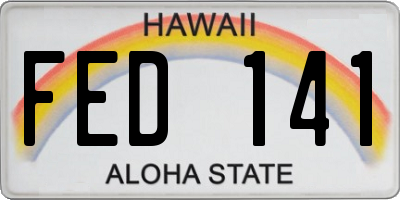 HI license plate FED141