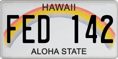 HI license plate FED142