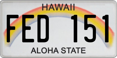 HI license plate FED151