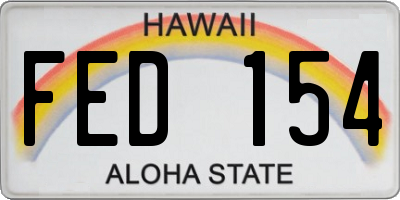 HI license plate FED154