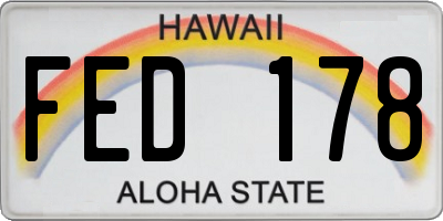 HI license plate FED178