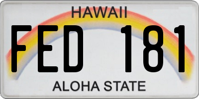 HI license plate FED181