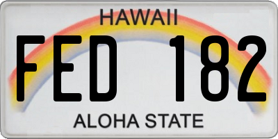 HI license plate FED182