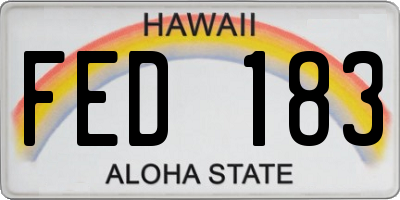 HI license plate FED183