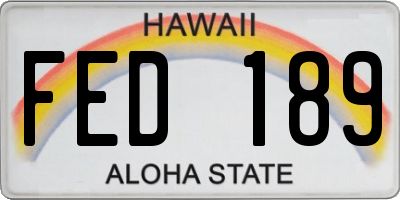 HI license plate FED189