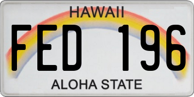 HI license plate FED196