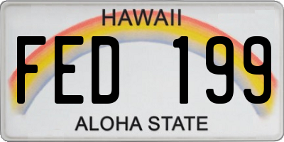 HI license plate FED199