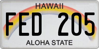 HI license plate FED205