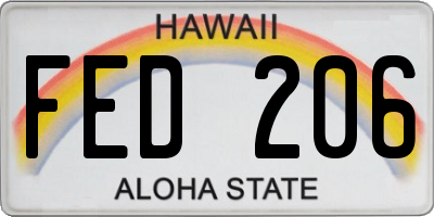 HI license plate FED206