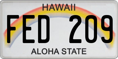 HI license plate FED209