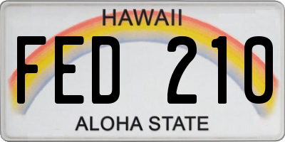 HI license plate FED210