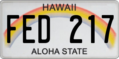 HI license plate FED217