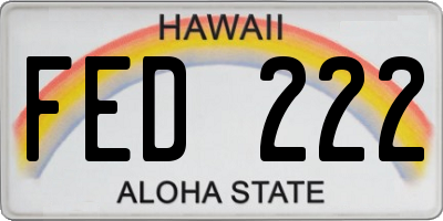 HI license plate FED222