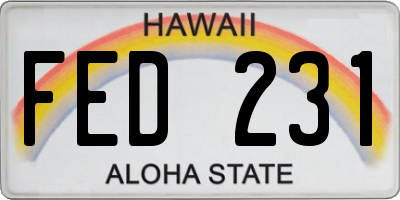 HI license plate FED231