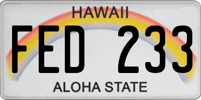 HI license plate FED233