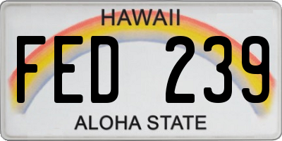 HI license plate FED239