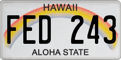 HI license plate FED243