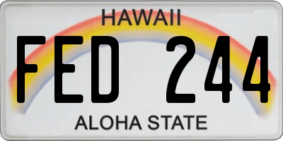 HI license plate FED244