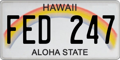 HI license plate FED247