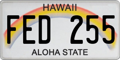 HI license plate FED255