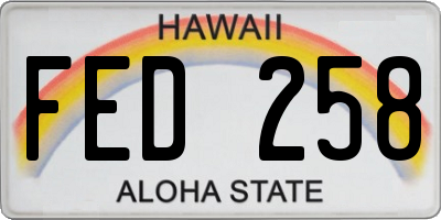 HI license plate FED258
