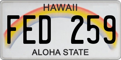 HI license plate FED259