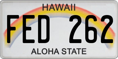 HI license plate FED262