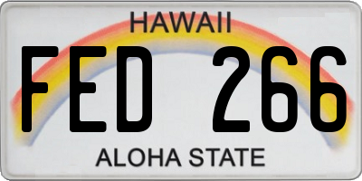 HI license plate FED266