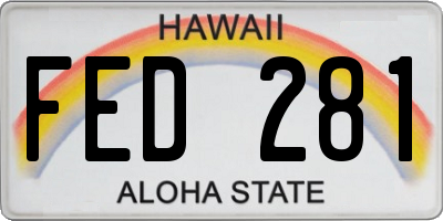 HI license plate FED281