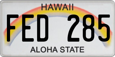 HI license plate FED285